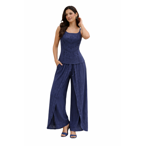 Women Rayon Stonewash Co-Ord Set | New Pattern Strap Top with Dhoti Pants | Trendy Two Piece Outfit | Soft & Breathable Fabric | Casual & Festive Wear