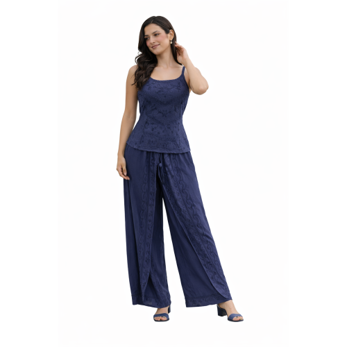 Women Rayon Stonewash Co-Ord Set | New Pattern Strap Top with Dhoti Pants | Trendy Two Piece Outfit | Soft & Breathable Fabric | Casual & Festive Wear