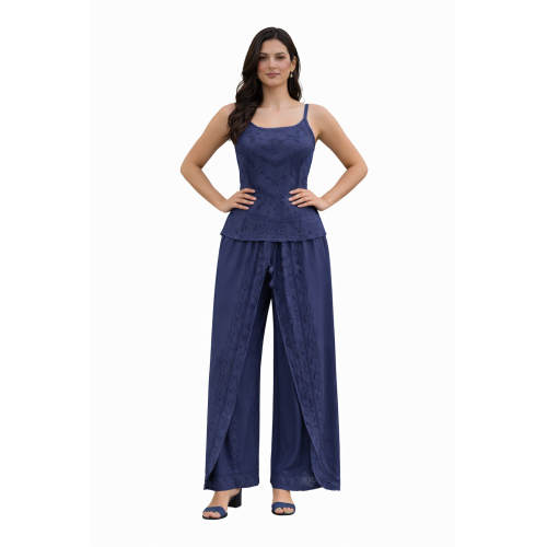 Women Rayon Stonewash Co-Ord Set | New Pattern Strap Top with Dhoti Pants | Trendy Two Piece Outfit | Soft & Breathable Fabric | Casual & Festive Wear
