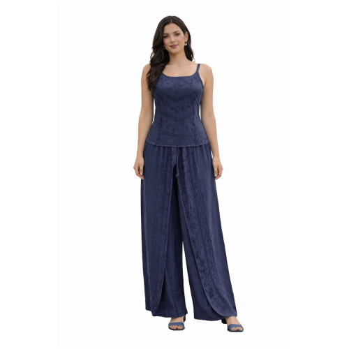 Women Rayon Stonewash Co-Ord Set | New Pattern Strap Top with Dhoti Pants | Trendy Two Piece Outfit | Soft & Breathable Fabric | Casual & Festive Wear