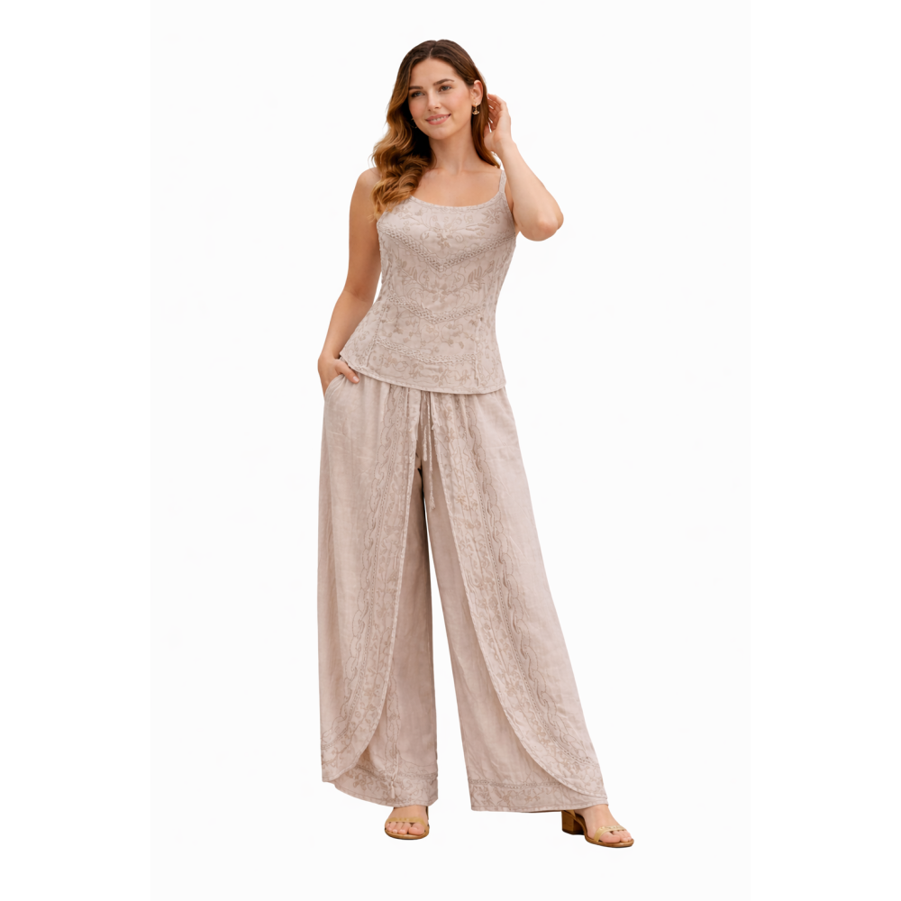 Women Rayon Stonewash Co-Ord Set | New Pattern Strap Top with Dhoti Pants | Trendy Two Piece Outfit | Soft & Breathable Fabric | Casual & Festive Wear