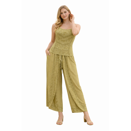 Women Rayon Stonewash Co-Ord Set | New Pattern Strap Top with Dhoti Pants | Trendy Two Piece Outfit | Soft & Breathable Fabric | Casual & Festive Wear