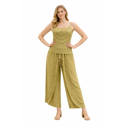 Women Rayon Stonewash Co-Ord Set | New Pattern Strap Top with Dhoti Pants | Trendy Two Piece Outfit | Soft & Breathable Fabric | Casual & Festive Wear