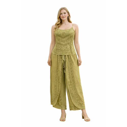 Women Rayon Stonewash Co-Ord Set | New Pattern Strap Top with Dhoti Pants | Trendy Two Piece Outfit | Soft & Breathable Fabric | Casual & Festive Wear