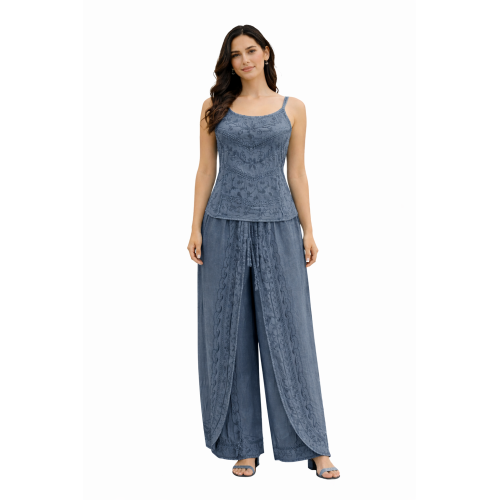 Women Rayon Stonewash Co-Ord Set | New Pattern Strap Top with Dhoti Pants | Trendy Two Piece Outfit | Soft & Breathable Fabric | Casual & Festive Wear