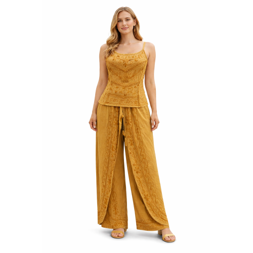 Women Rayon Stonewash Co-Ord Set | New Pattern Strap Top with Dhoti Pants | Trendy Two Piece Outfit | Soft & Breathable Fabric | Casual & Festive Wear