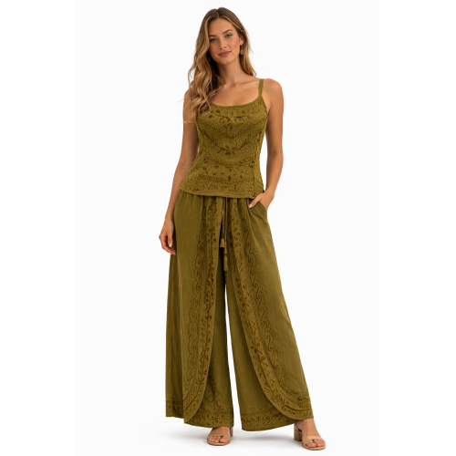 Women Rayon Stonewash Co-Ord Set | New Pattern Strap Top with Dhoti Pants | Trendy Two Piece Outfit | Soft & Breathable Fabric | Casual & Festive Wear
