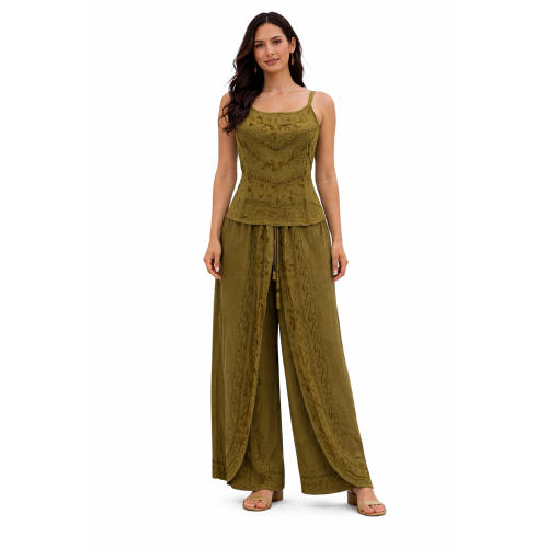 Women Rayon Stonewash Co-Ord Set | New Pattern Strap Top with Dhoti Pants | Trendy Two Piece Outfit | Soft & Breathable Fabric | Casual & Festive Wear